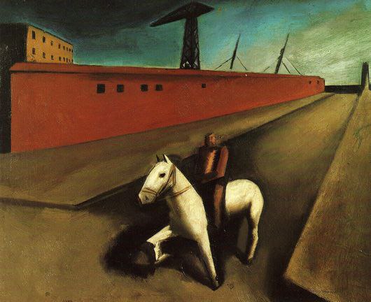 Il molo (Cavallo bianco e molo) Mario Sironi 1921. Olio su tela